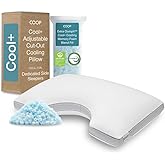 Coop Home Goods Cool+ Cut-Out Adjustable Pillow Queen with Cooling Gel & Shoulder Cut-Out for Head Support, Side Sleeper Pillow, Neck Support for Sleeping, CertiPUR-US/GREENGUARD Gold