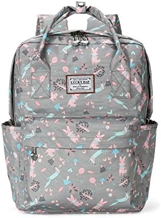 Casual Daypack Floral School Travel Laptop Backpack for Teenage Girls (Gray)