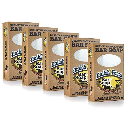 Amish Farms Handmade Bar Soap with Natural Ingredients | Cold Pressed | Carcinogen Free Large 10 oz Individually Boxed Bars + Luxurious Shower Loofah by BeautifulMe