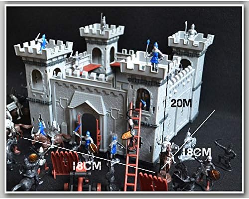 Adoture Retro Medieval Castle Army Playset Knights Action Figure Assemble Castle Catapult Horse Drawn Carriage Game Infantry Accessory Decor Model