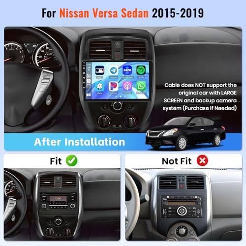 Radio de coche Android 15 para Nissan Versa Sedán 2015-2019 con 2+64GB, CarPlay inalámbrico y Android Auto, pantalla táctil de 10.1 pulgadas para radio Versa con WiFi, GPS, Bluetooth, EQ, 26UI, cámara