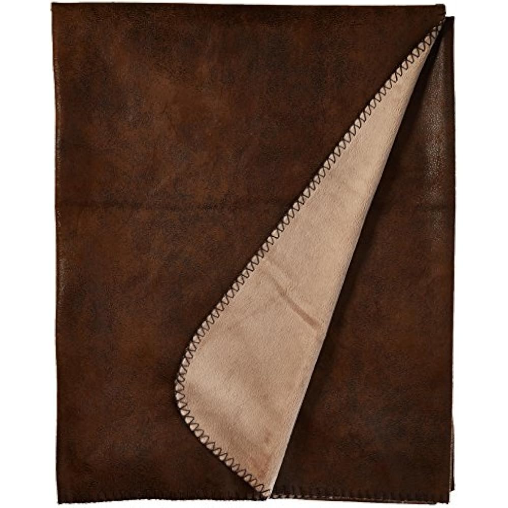 Carstens Wyoming Faux Leather With Micro Fleece Throw ...