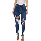 ZERMOM Ripped Skinny Jeans for Women Destroyed Mid Rise Stretch Denim Pants