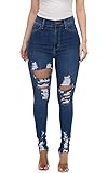 ZERMOM Women's Ripped Skinny Jeans Stretch Mid Rise