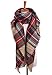 Bess Bridal Women's Plaid Blanket Winter Scarf Warm Cozy Tartan Wrap Oversized Shawl Cape