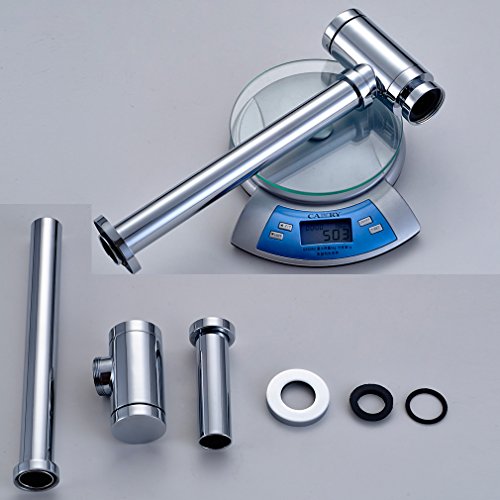 FChome Round Bottle Drain Trap,Zinc Alloy Basin Sink Waste Trap P-TRAP Kit,Chrome