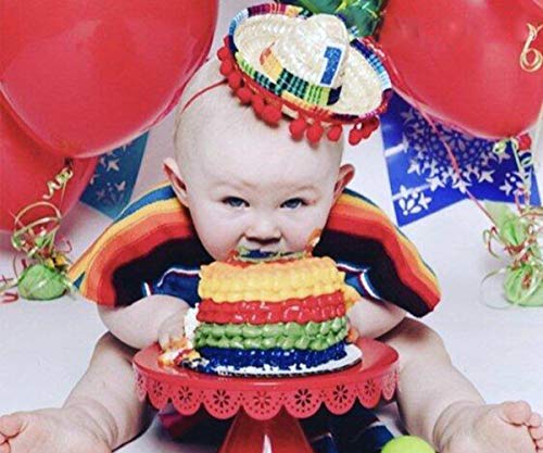 Mini Sombrero Hats for 1st Birthday - Fiesta Cupcake Toppers for Mexican Party Decorations, First Birthday Hat for Uno Party, Fiesta Party Supplies (Mini Sombrero Hats)