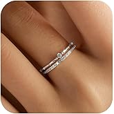 AIBELOPY 2 Layered Crown Rings for Women 925 Sterling Silver 14K Gold Plated Dainty Stackable Ring Cubic Zirconia Ring Engagement Eternity Wedding Band Jewelry Birthday Mothers Day Gifts