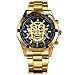 Caluxe Men's Skull Watch Skeleton Automatic Mechanical Wrist Watch Self Winding with Stainless Steel Band