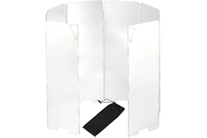 SEADESKY 8 Plates Camping Stove Windscreen Folding Outdoor Stove Windshield Camp Stove Wind Screen Aluminium Alloy Windshield for Butane Burner Grill Wind Blocker Shield