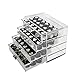 Cozihoma 4 Tier Makeup Organizer Multi-Function Acrylic Carousel Makeup Drawer Organizer Cosmetic Storage Box Fits for Lots of Cosmetics Jewelry Watches Display Cube (Cosmetic)
