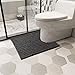Yimobra Toilet Rug U Shaped Washable 24x20 Inch - Ultra Soft Absorbent Chenille Bath Rugs for Toilet, Quick Dry & Machine Washable, Non Slip Contour Bathroom Mat, Dark Gray