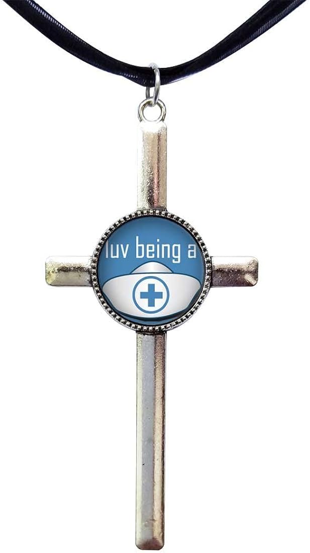 Amazon.com: GiftJewelryShop Love Being A Nurse Retro Style Cross