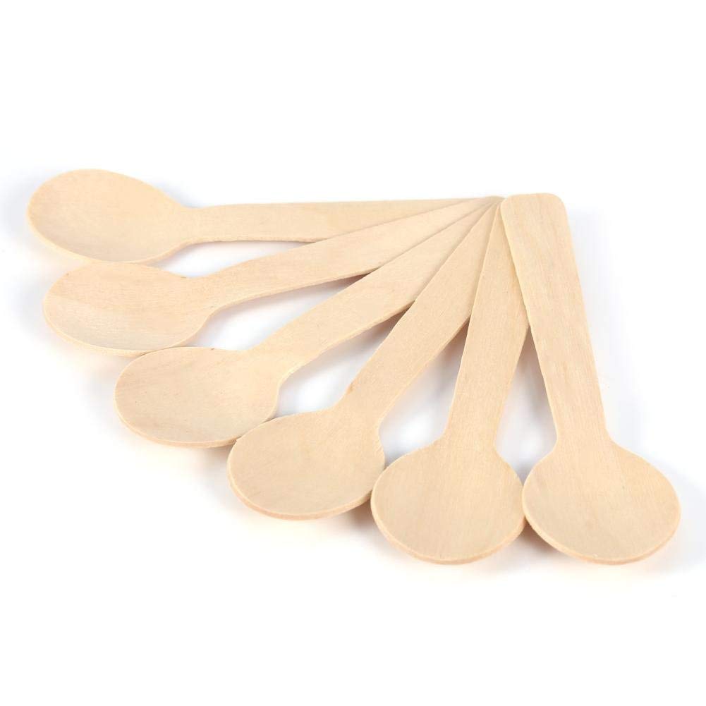 10 x 3cm Ice Cream Spoons Wooden Spoons Dessert Spoons Flatware Cutlery Eco-Friendly Kitchen Supply100Pcs Mini Wooden Spoons Crafts