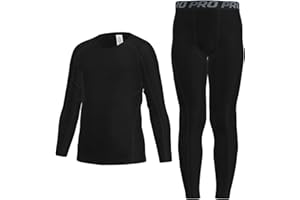 LANBAOSI Youth Boys Long Sleeve Compression Shirt Leggings Football Thermal Tops Tights Base Layer Set Athletic Undershirt