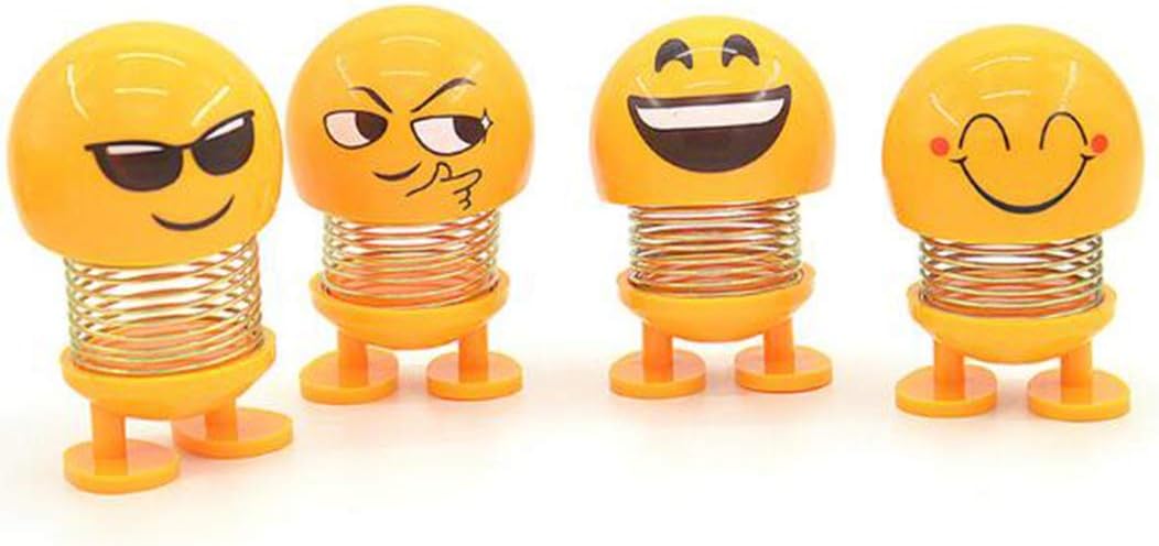 MAFAGE Emoji Spring Shaking Head Doll Toy Car Ornaments Car Dashboard Decor Pack of 4