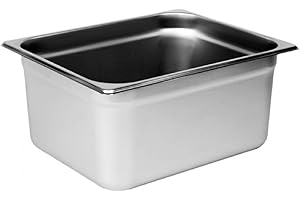 TrueCraftware-Half Size 6" Deep Stainless Steel Anti-Jamming Steam Table Pan 22 Gauge- Chafing Steam Table Pans Catering Food Storage Metal Pan Hotel Pan for Restaurant Events Catering Use