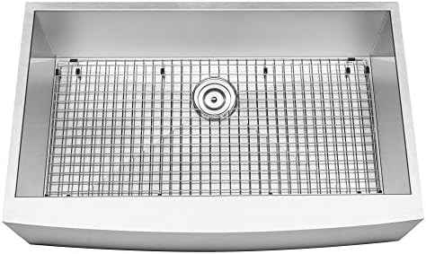 36" Ticor S4412 Bryce Series Curved Apron Front Farmhouse Undermount 16-Gauge Stainless Steel Single Bowl Zero Radius Kitchen Sink with Accessories