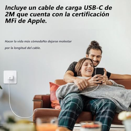 Rantuia 2pcs Cargador Tipo C de 30W, Cargador iPhone Original con Cable Trenzado de 1,5 M Carga Ultrarrápida, para iPhone 15/15pro/15 Pro MAX 16/16pro/16 Pro MAX Original.