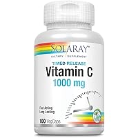 Solaray Vitamin C w/Rose Hips & Acerola | 1000mg | Two-Stage Timed-Release Healthy Immune Function (100 VegCaps)
