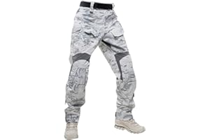 KAROYD Outdoor G3 Tactical Pants with Knee Pads, Lightweight Multifunctional Combat Bottoms for Outdoor Sports (Snow Camo)