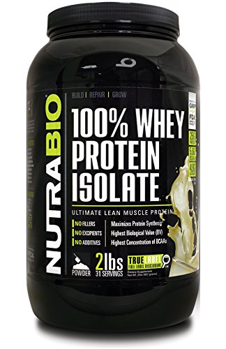 NutraBio 100% Whey Protein Isolate - 2 pounds Alpine Vanilla - NO Soy, NO Whey Concentrate, NO Amino Acid Spiking just 100% Pure WPI