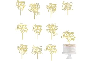 QERTESL 10 Pack Acrylic Gold Mother's Day Cake Topper-Birthday Mother's Day Party Cake Decorations,Best Mom Ever