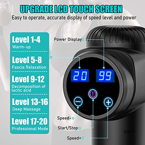 TOLOCO Massage Gun, Upgrade Percussion Muscle Massage Gun for Athletes, Handheld Deep Tissue Massager (Black) - Image 2