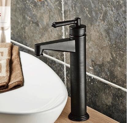 Maifeini The Stylish Fine Antiques Electroplated Copper Bathroom Basin Mixer Taps Deluxe Heat Sink Faucet, Black
