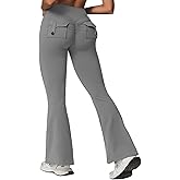 Rugkey Flare Leggings with Pockets for Women Butt Lifting Workout Leggings Gym Bell Bottom High Waisted Yoga Pants