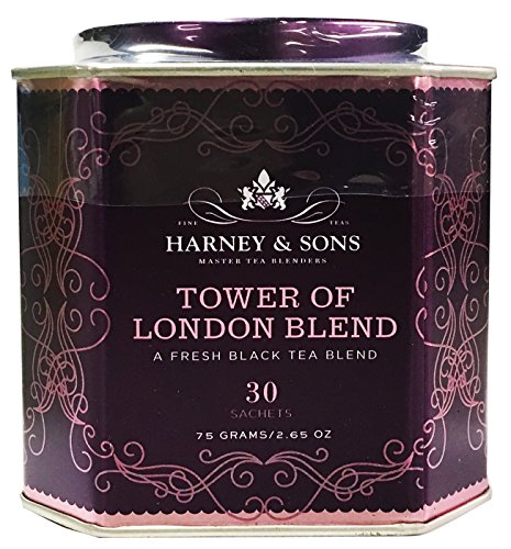 Click Here to See More Images Harney & Sons Tower of London Classic Blend Tea Tin - Fresh Black Tea Blend, Wonderfully Refreshing - 2.65 Ounces, 30 Sachets