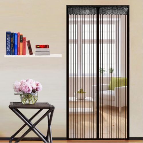 Black Quality Magnetic Screen Door Instant Mesh Curtain Keeps Fly Bug Off Large
