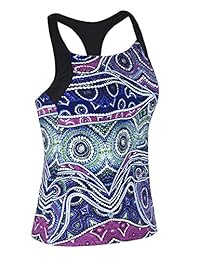 Septangle Traje de baño con parte superior de tankini a rayas, transpirable, espalda cruzada