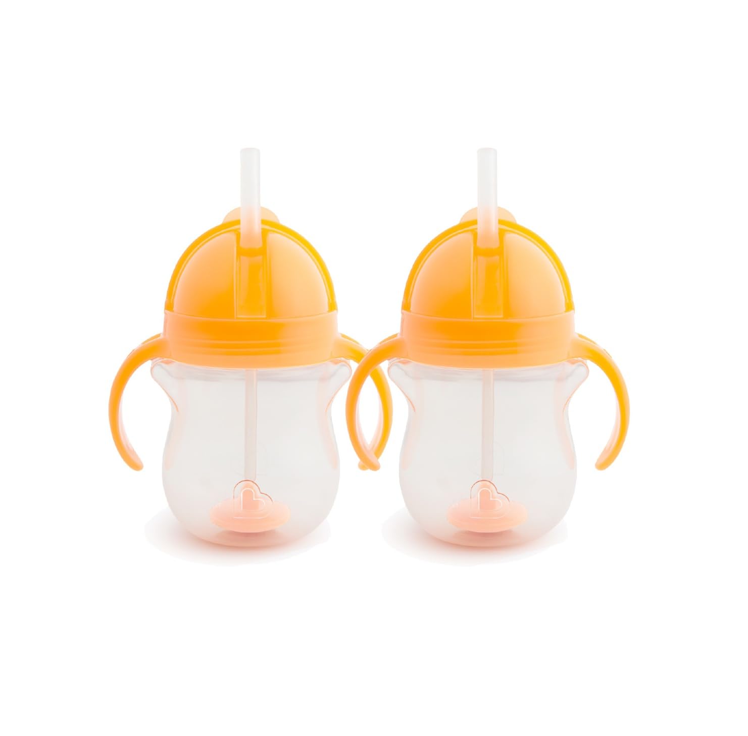Munchkin Click Lock Tip & Sip Set | Baby Toddler Sippy Cups with Straw | BPA Free | Leakproof Cup | Dishwasher Safe | Weighted Straw | Baby Bottles -7oz/207ml | 2 Pack | Orange