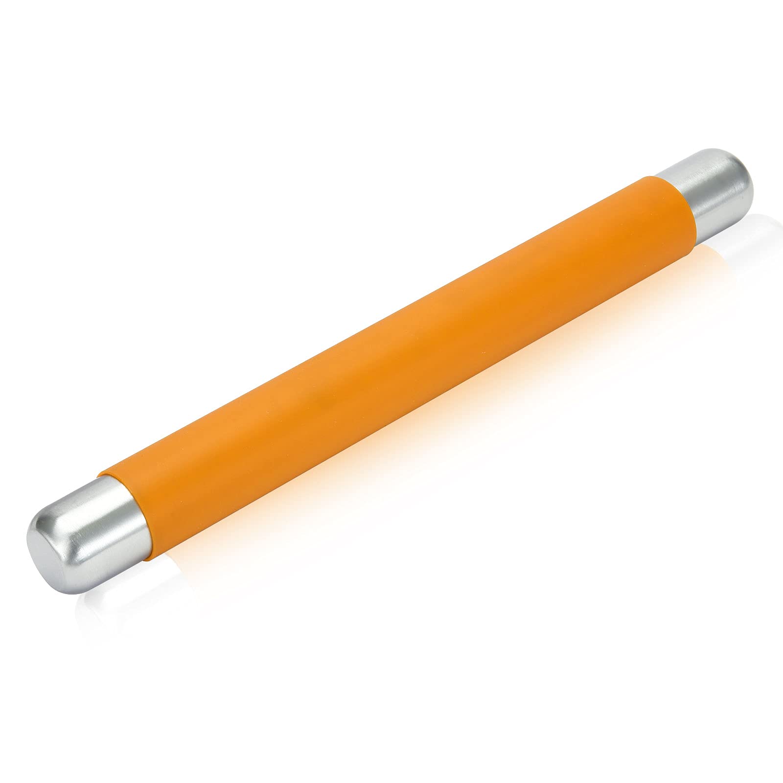 Remeel Silicone Rolling Pin Non Stick Surface for Baking Pie Crust, Cookie, Pastry, Fondant, Internal Steel Dough Roller 13.8 X 1.5 Inches (Orange)
