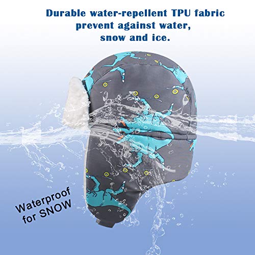 1 Trapper+Waterproof+Toddler+Ushanka+Dinosaur