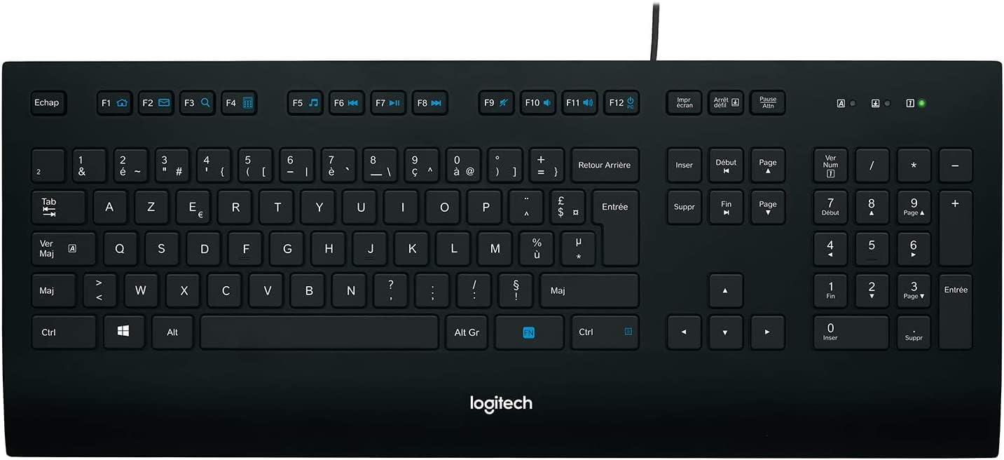 Logitech K280e Pro Wired Business Keyboard, AZERTY French Layout - Black