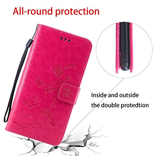 image for Elegant Embossing Butterfly Lotus Flowers Pattern Slim Flip Wallet Cas