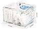 Ouyatong Clear Acrylic Cotton Pads Holder, Cotton Ball and Cotton Swabs Holder with lid for Bathroom and Bedroom,3 Storage Compartments (Small)