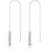 Threader Earrings 925 Sterling Silver Dangle Earrings for Women Funky Chain earrings