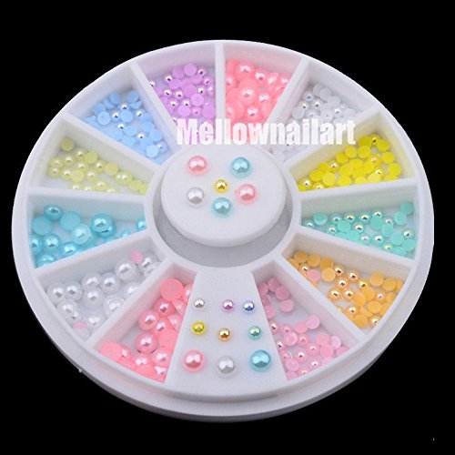 3D Fashion CANDY AB Color Nail Art Tips Pearl Acrylic Gem Glitter Manicure DIY Decoration