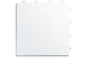 Big Floors RaceDeck CircleTrac, Durable Copolymer Interlocking Modular Garage Flooring Tile (48 Pack), White