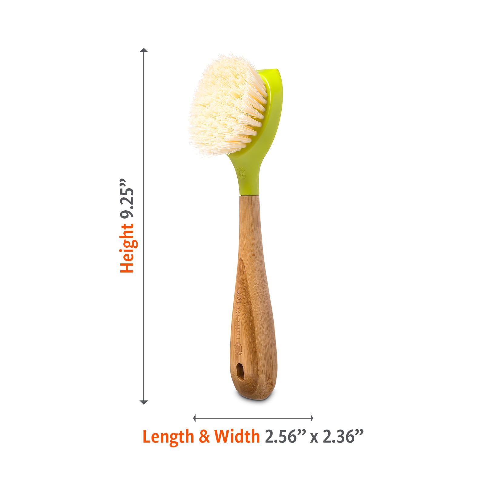 Full Circle Be Good Kitchen Dish Brush with Bamboo Handle, Single Brush, Green, FC10108