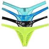 ONEFIT Men's Bordered Mini Brief Mesh Striped Thong Briefs Underwear