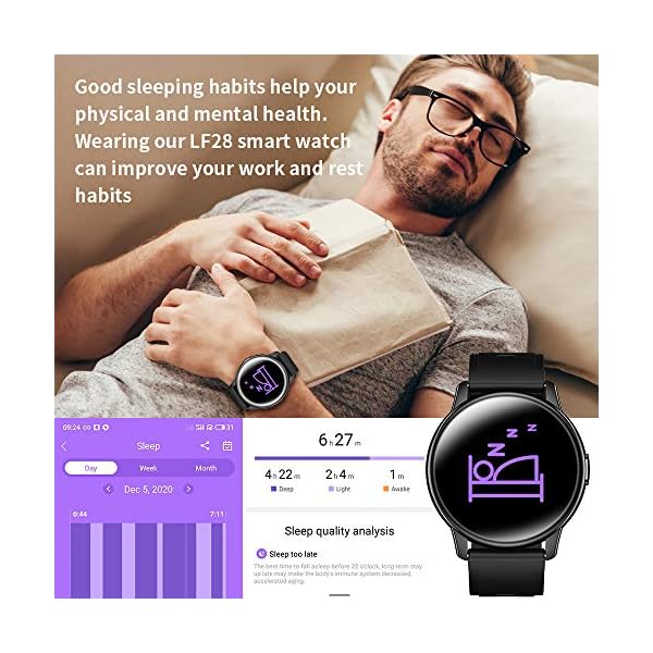 LEMFO Smart Watch For Men, Full Touch Screen With 24 Sports Modes Smartwatch, Heart Rate Monitor Blood Pressure Sleep…
