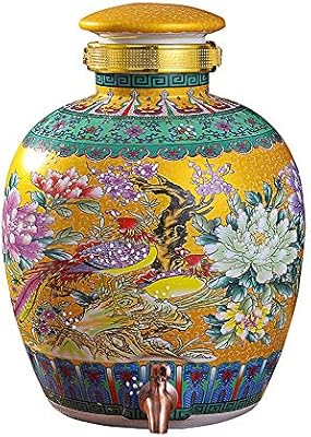 Dhr Wine Barrel Chinese Ceramic Jar With Faucet And Sealed Lid