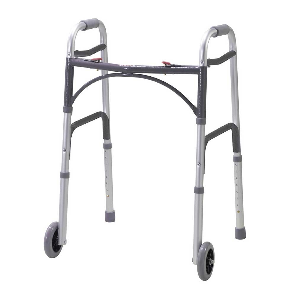 NRS Healthcare Lightweight Height Adjustable Folding Walking Frame With Wheels