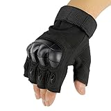 1 Pair Sports Gloves, ADiPROD Hard knuckle Half Finger/Fingerless Shooting Army Police Airsoft Gear (Black, X-Large)
