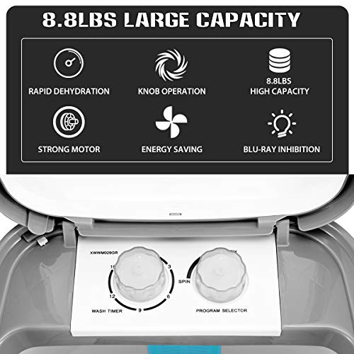 EROMMY Portable Washing Machine, Washing Machine with 8.8 lbs Capacity, 2IN1 Portable Washer