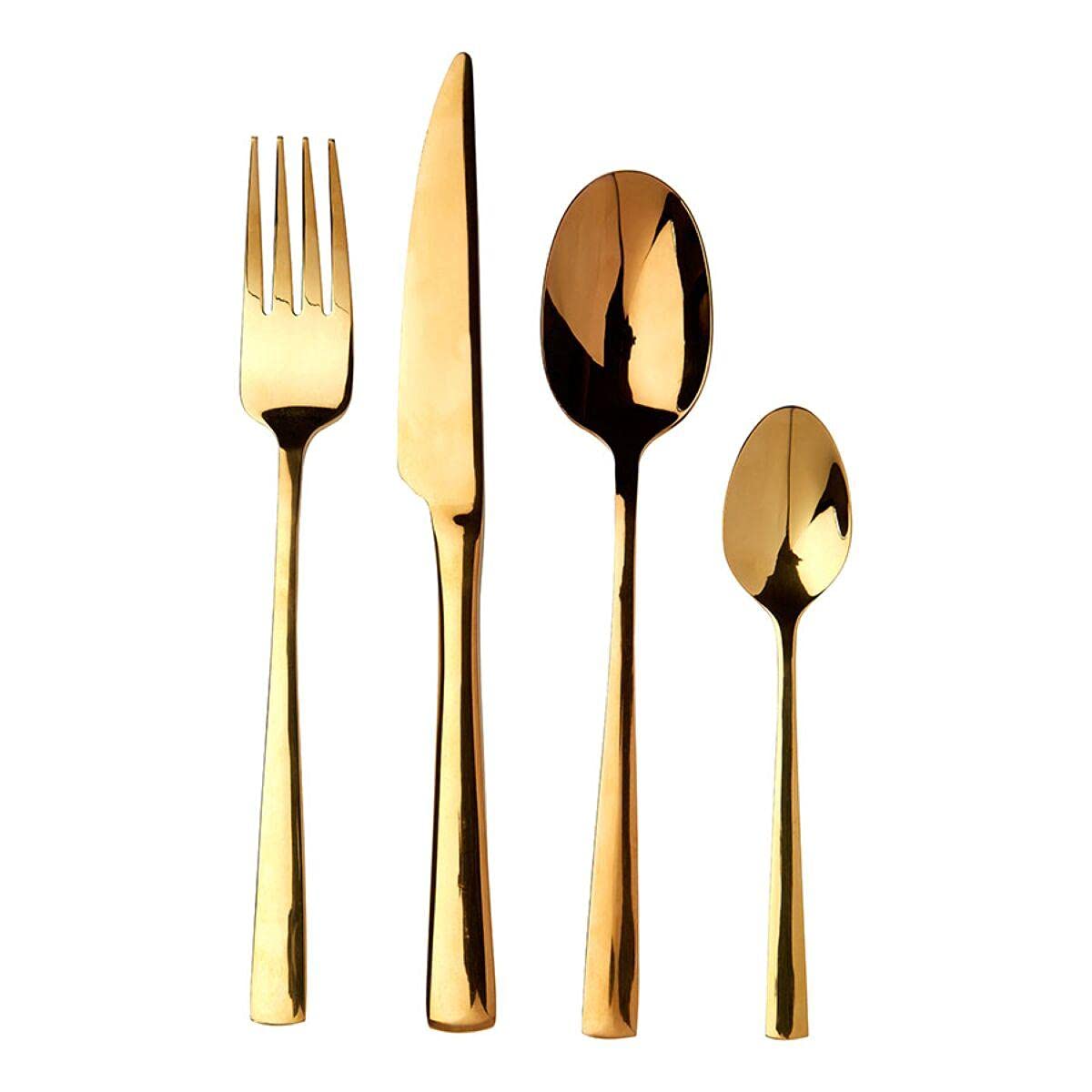 Avie Cutlery Set, Glow, Stainless Steel/Gold Finish, 16 Piece
